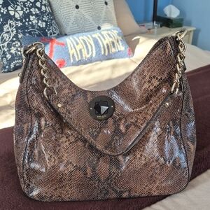 Brown Snake Print Women's Bag